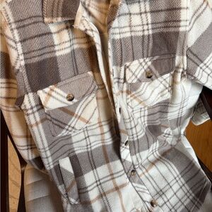 Thread & Supply Cream and Tan Plaid Jacket